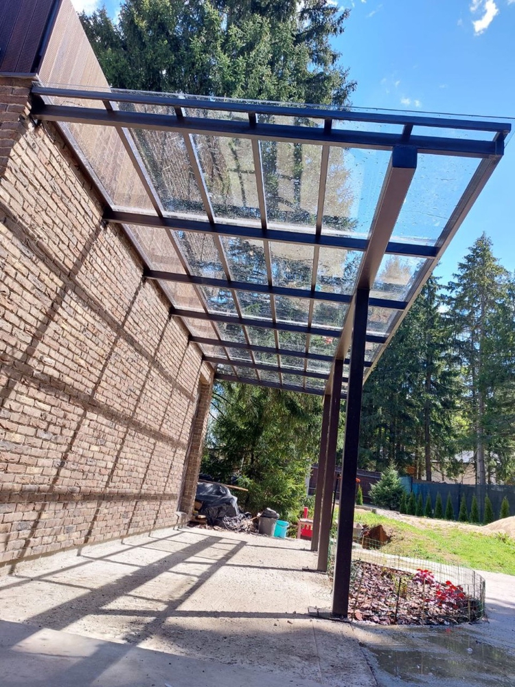 Арочный автонавес двойной с поликарбонатом